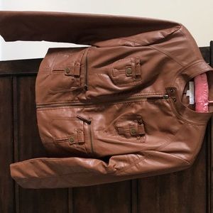 Faux brown leather jacket